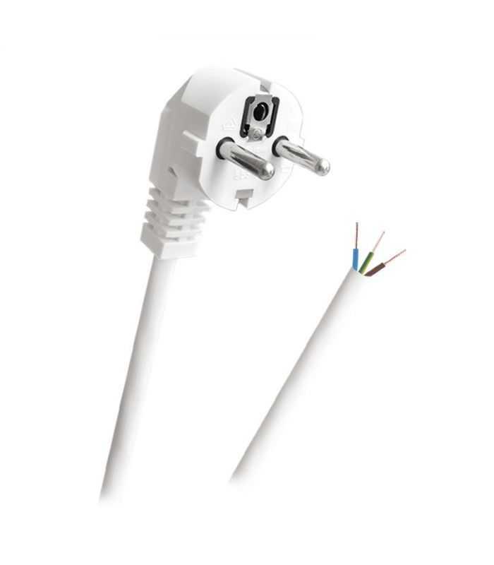 Cablu electric cu stecher Schuko si capat dezizolat 3x1mm 3m alb PS3X1-3