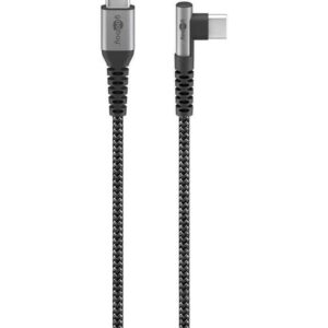 Cablu elegant extra-robust textil 0.5m 60W USB2.0 type C 90 grade - USB type C mufe metalice Goobay 64658
