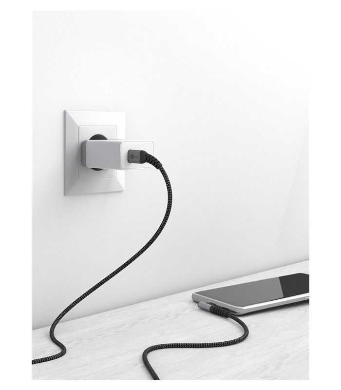 Cablu Elegant Extra Robust Textil 2m 60w Usb20 Type C 90 Grade Usb Type C Mufe Metalice Goobay 64660
