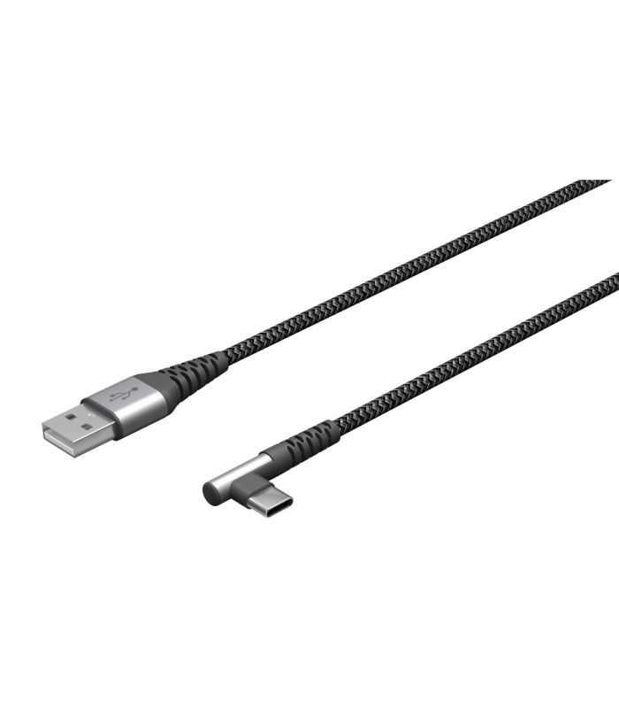 Cablu Elegant Extra Robust Textil Usb20 Type C 90 Grade Usb A 05m 60w Mufe Metalice Goobay 64655