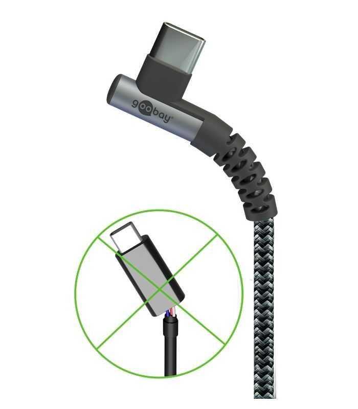 Cablu Elegant Extra Robust Textil Usb20 Type C 90 Grade Usb A 05m 60w Mufe Metalice Goobay 64655