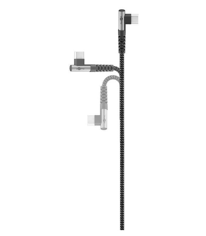 Cablu Elegant Extra Robust Textil Usb20 Type C 90 Grade Usb A 05m 60w Mufe Metalice Goobay 64655