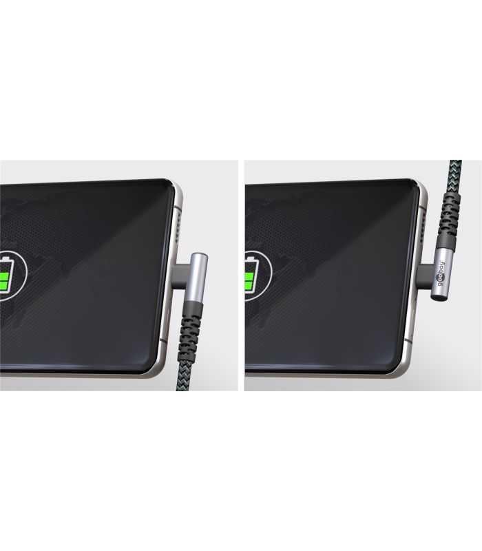 Cablu Elegant Extra Robust Textil Usb20 Type C 90 Grade Usb A 05m 60w Mufe Metalice Goobay 64655