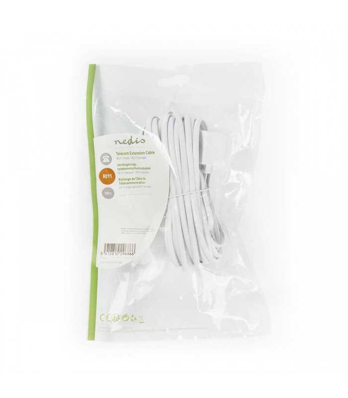 cablu extensie telefonie rj11 tata rj11 mama 10m alb nedis 2
