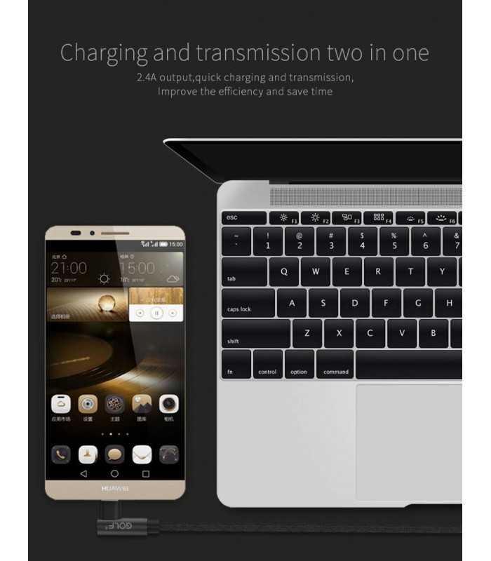 cablu golf pudding micro usb 48m 1m 24a negru 8