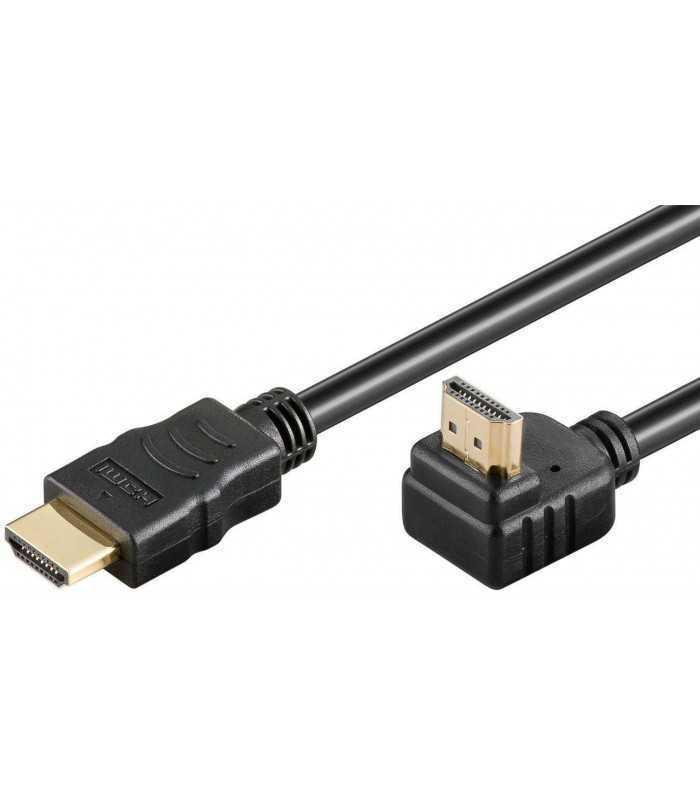 Cablu HDMI 2.0 cu ethernet 19 pini tata - HDMI 19 pini tata 90 grade aurit OFC 1.5m Goobay