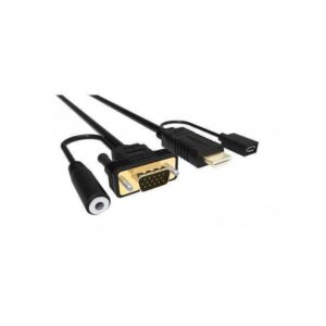 Cablu HDMI cu chip la VGA cu audio si alimentare micro USB 1.8m WELL