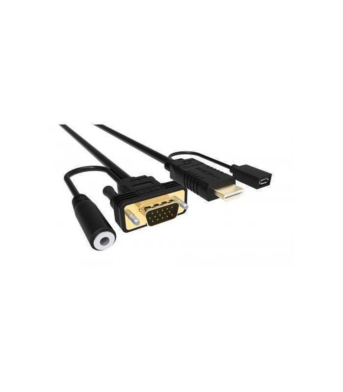 Cablu HDMI cu chip la VGA cu audio si alimentare micro USB 1.8m WELL