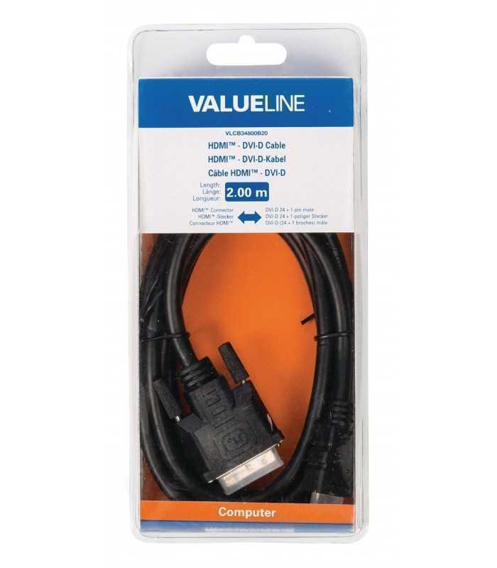 cablu hdmi dvi d conector hdmi dvi d 241 tata 2m valueline 2