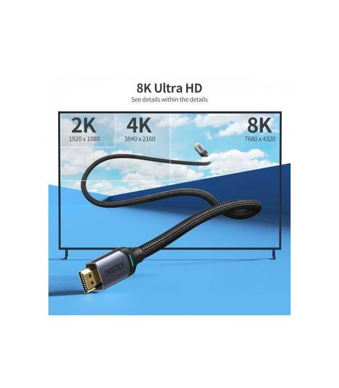 cablu hdmi hdmi 2m 8k60hz 4k144hz 2k165hz choetech xhh01 2