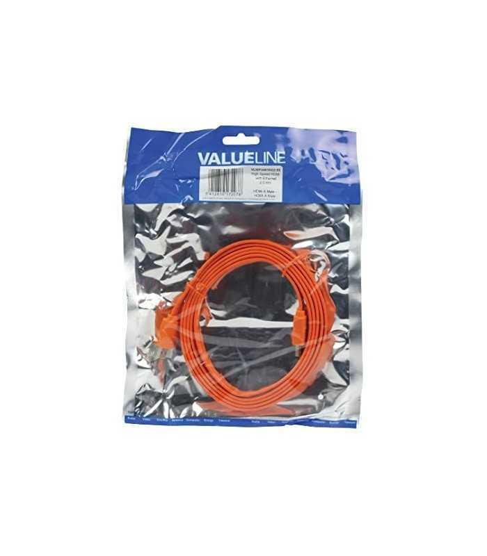 cablu hdmi hdmi high speed plat cu eternet 2m portocaliu valueline 2
