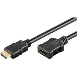 Cablu HDMI v2.0 soclu - HDMI v2.0 mufa 1m 4K60Hz HDCP 2.2 High Speed Ultra HD Ethernet negru Goobay 61307