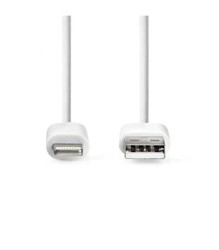cablu incarcator date apple lightning 8 pini usb a tata 1m 24a alb nedis 1