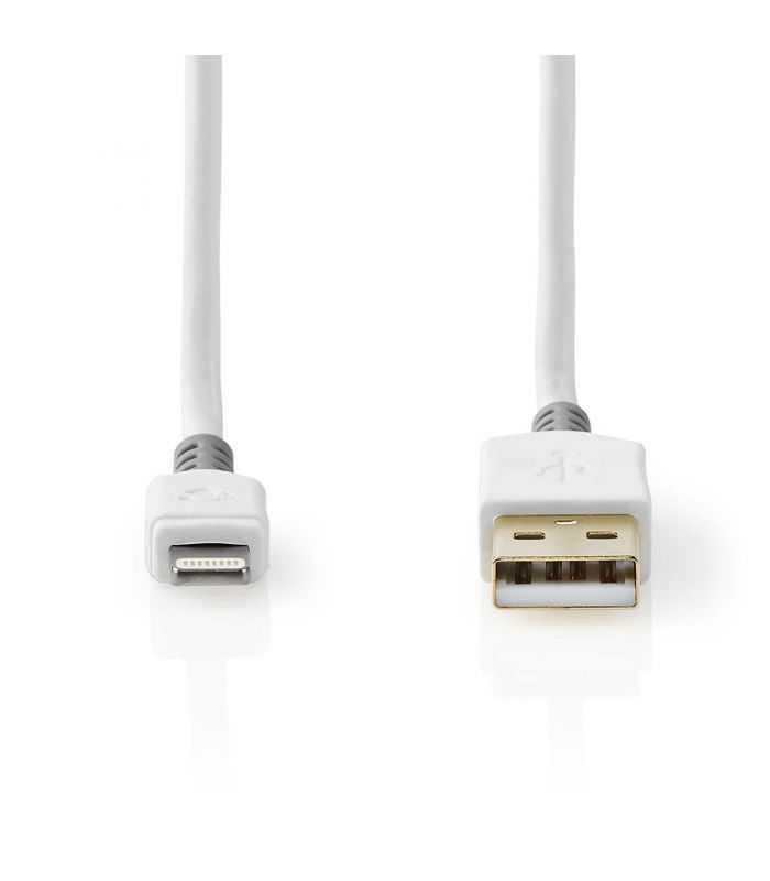 cablu incarcator date apple lightning 8 pini usb a tata aurit 2m 24a alb nedis 1