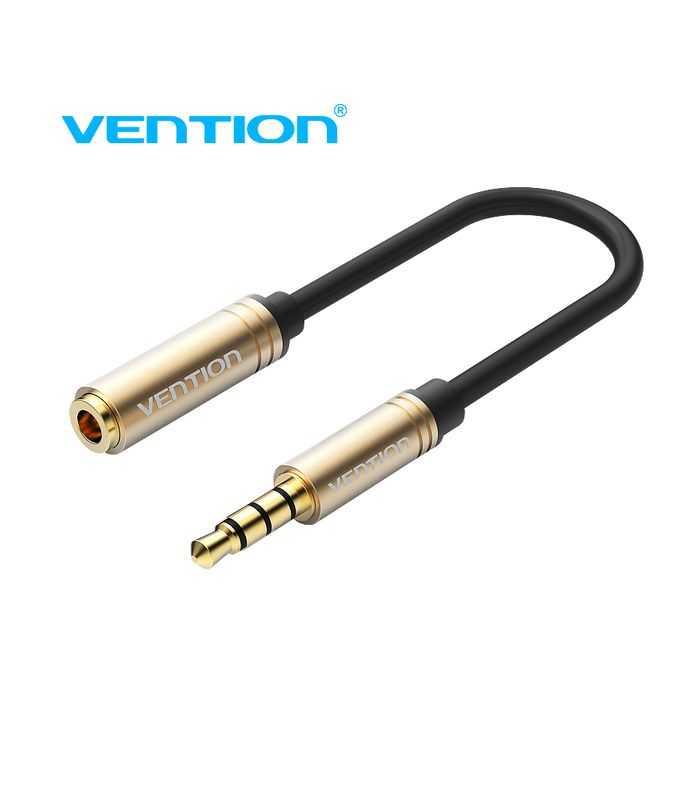 Cablu Jack 3.5 mm 4 pin socket Jack 3.5 mm 4 pin plug 0.1m negru VENTION VAB-S06-B010