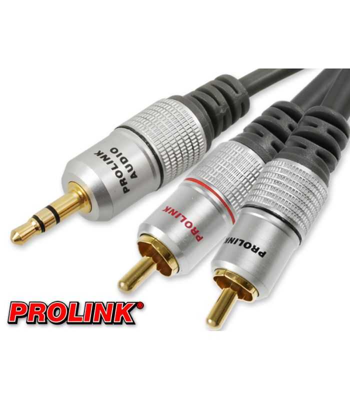 Cablu Jack 3.5 mm mufa tata - tata RCA mufa x2 1.8m negru PROLINK TCV3420-1.8