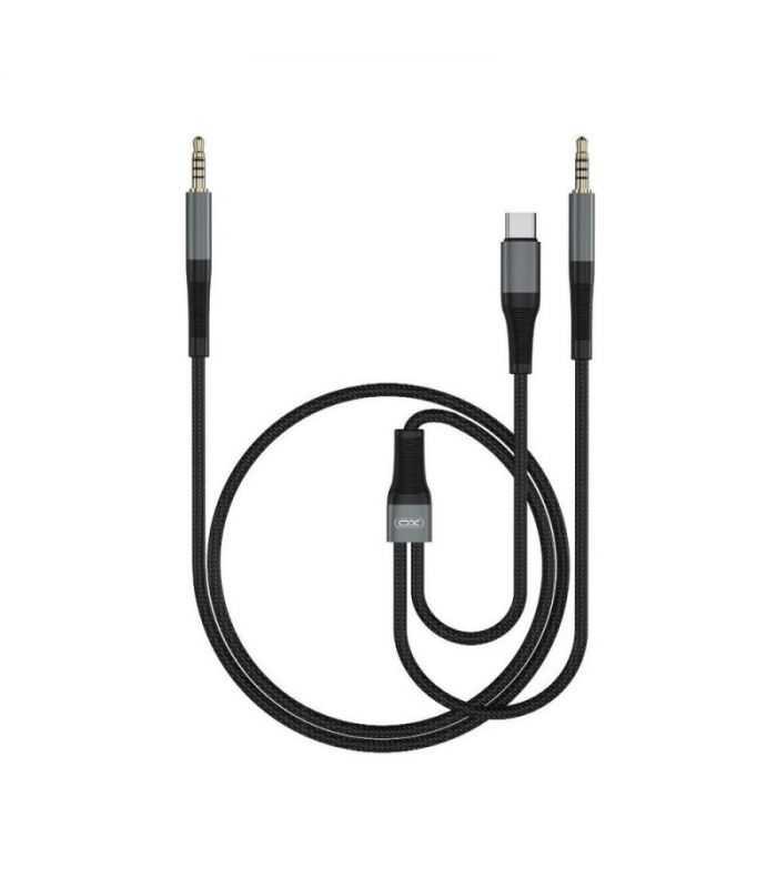 Cablu Jack 3.5 mm - USB type C + Jack 3.5 mm 1m negru XO-NB178B