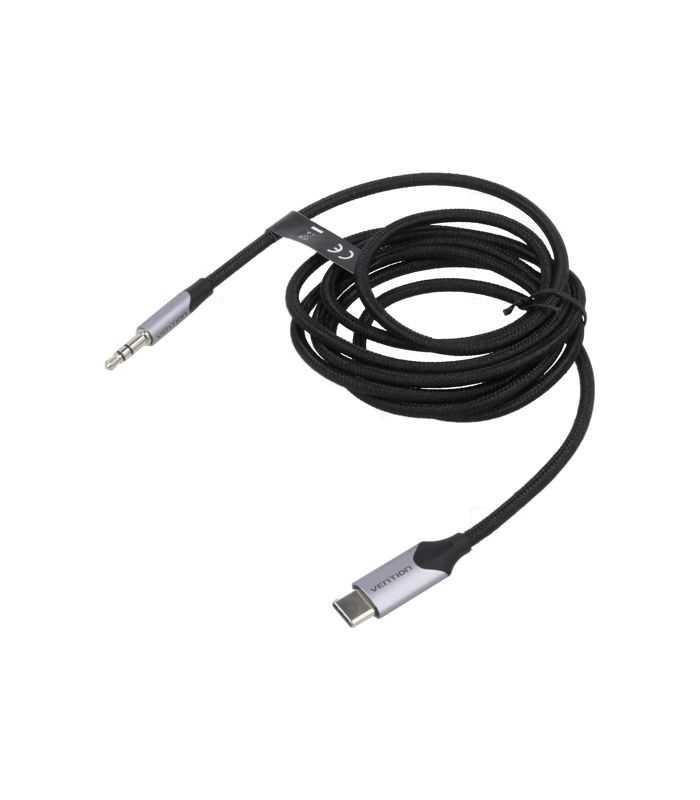 Cablu Jack 3.5mm 3pin mufa tata - USB type C mufa tata nichelat 1.5m negru VENTION BGKHG