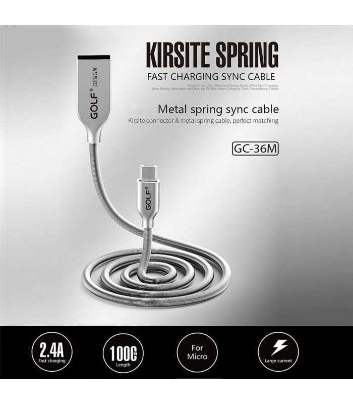 cablu kirsite micro usb golf 36m argintiu 1m 24a fast charging 1