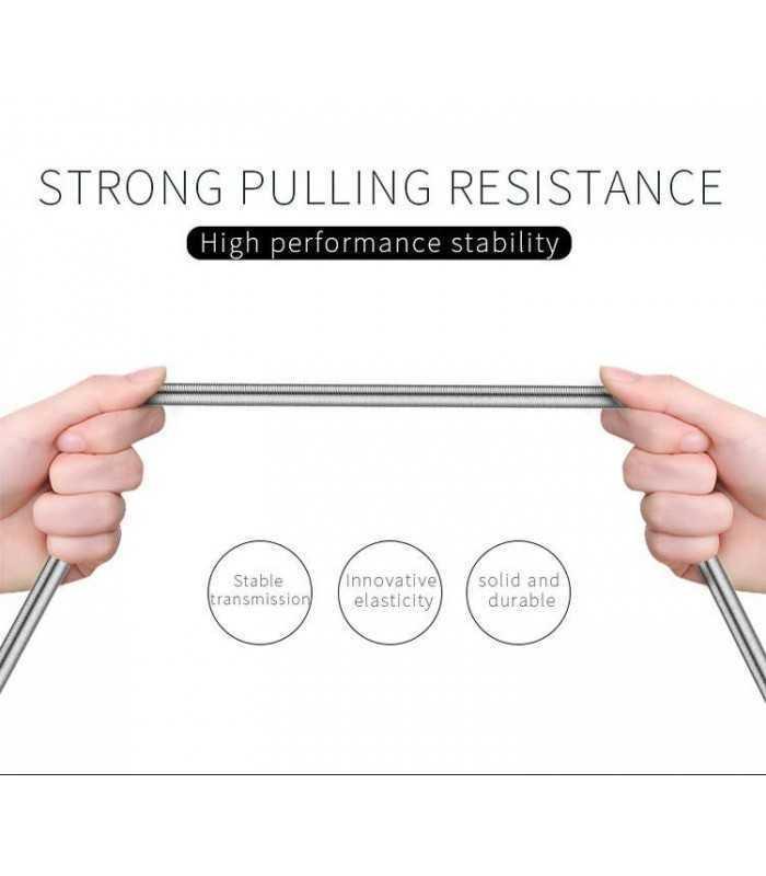 cablu kirsite micro usb golf 36m argintiu 1m 24a fast charging 5