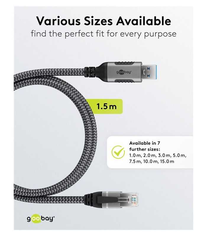 Cablu Lan Ethernet Usb A 30 La Rj45 15m Cat6 Gbit S Negru Goobay 70497