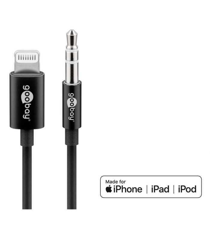Cablu LIGHTNING audio - Jack 3.5 mm 1m Certificat Apple MFI Goobay