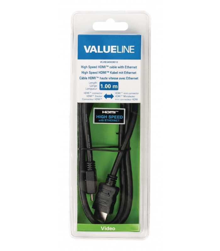 cablu mini hdmi de mare viteza cu ethernet hdmi hdmi mini 1m 4k 3d valueline 3