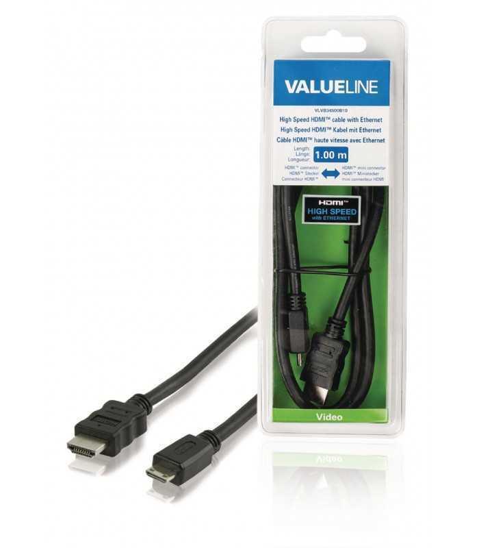 Cablu mini HDMI de mare viteza cu Ethernet HDMI - HDMI mini 1m 4K 3D Valueline