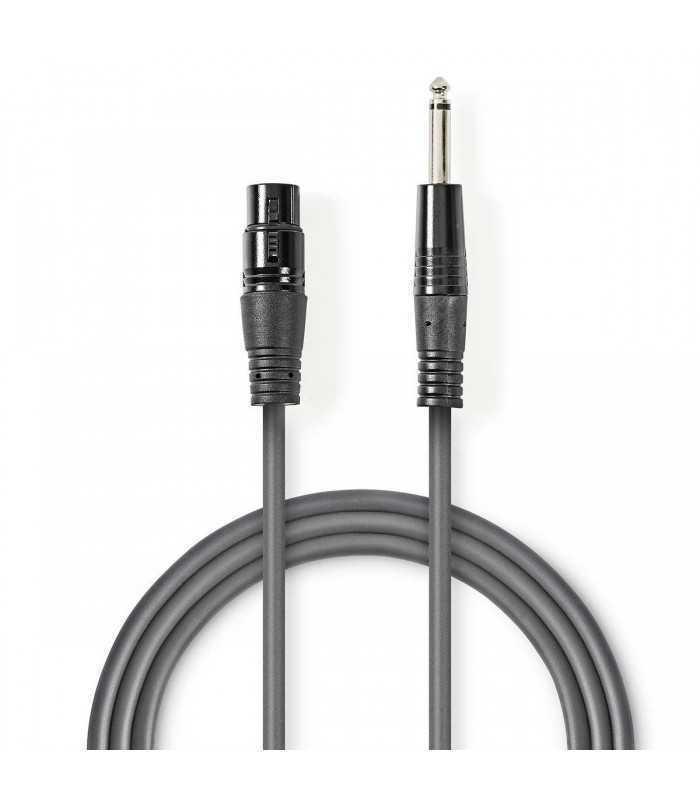 Cablu mono XLR 3 pini mama - Jack 6.5 mm tata 5m gri Nedis