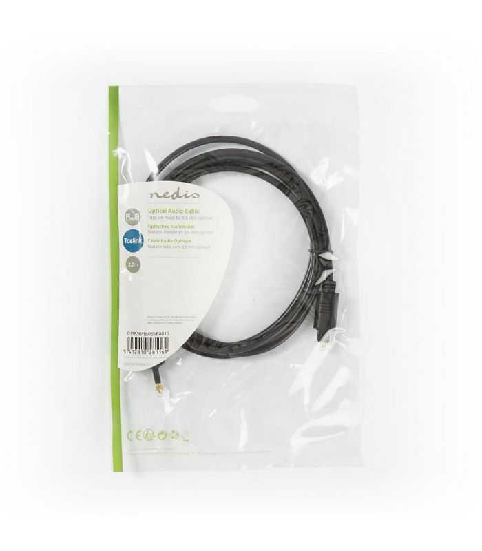 cablu optic nedis toslink tata mini optic 35 mm tata 2m negru 3