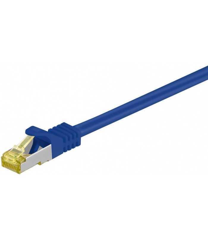 Cablu patch SFTP CAT7 0.25m albastru 2x RJ45 cupru ecranat Goobay