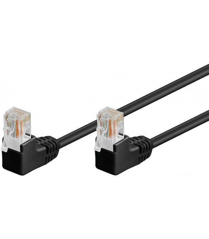 Cablu patch UTP CAT5e RJ45 2x90 3m CCA negru Goobay