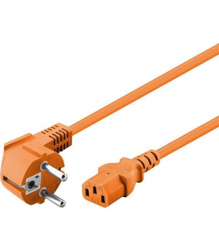 Cablu PC 2m ORANGE de alimentare calculator Schuko 90 grade tata - CCE mama Portocaliu Goobay