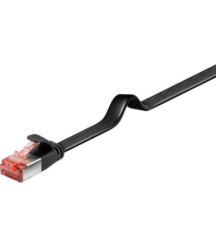 Cablu plat CAT6 FTP 250MHz 0.5m cupru negru RJ45-RJ45 Goobay 94230