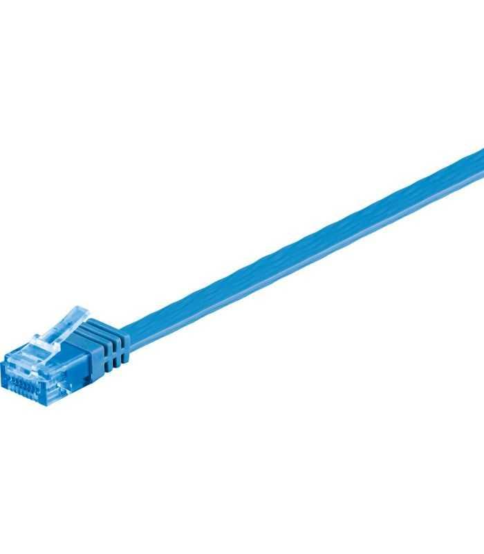 Cablu Plat Cat6a Utp 1m 500mhz Rj45 Cupru Albastru Goobay