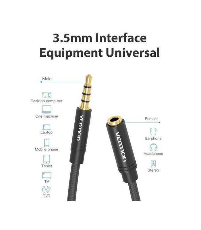 cablu prelungitor audio jack 35 mm stereo mama tata 15m negru vention vab b06 b150 m 3