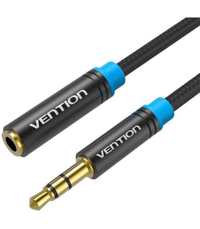 Cablu prelungitor audio stereo Jack 3.5 mm mama-tata 2m aurit negru VENTION VAB-B06-B200-M