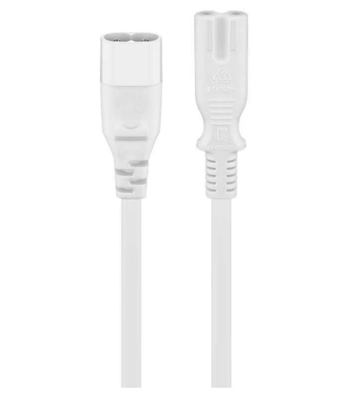 Cablu Prelungitor C7 La C8 2m 2 Pini Mama Tata 2x075mm 25a 250v Alb 97200 Goobay