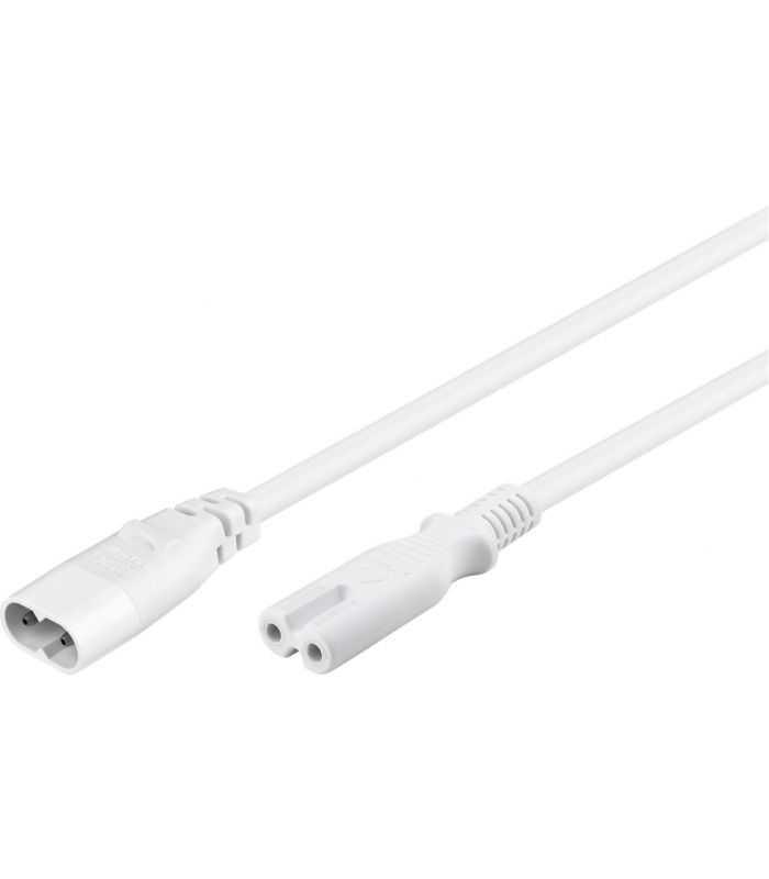 Cablu prelungitor C7 la C8 2m 2 pini mama-tata 2x0.75mm 2.5A 250V alb 97200 Goobay