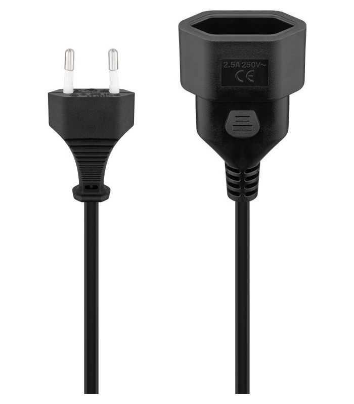 Cablu Prelungitor Euro 3m 2x075mm Mama Tata Negru 25a 50508 Goobay