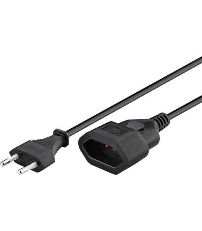 Cablu prelungitor EURO 3m 2x0.75mm mama-tata negru 2.5A 50508 Goobay
