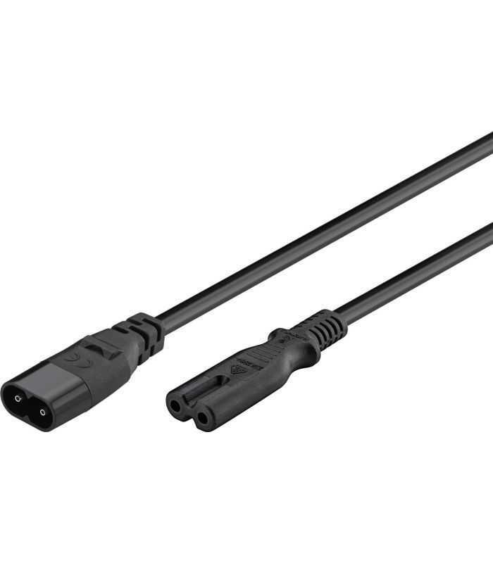 Cablu prelungitor Euro C7 tata - C8 mama 2m 2x0.75mm 2.5A negru Goobay