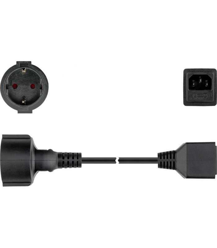 Cablu Prelungitor Schuko Mama La Tata Iec C14 15m 10a Cupru 3x1mm Negru 55528 Goobay