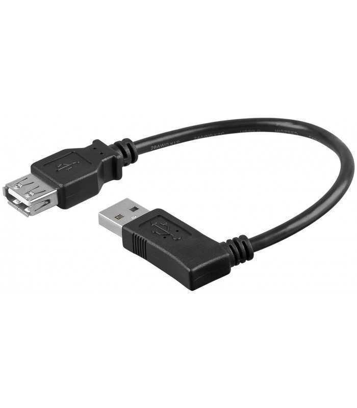 Cablu prelungitor USB 2.0 HI-SPEED 15cm USB A tata 90 grade dreapta la USB A mama drept Goobay