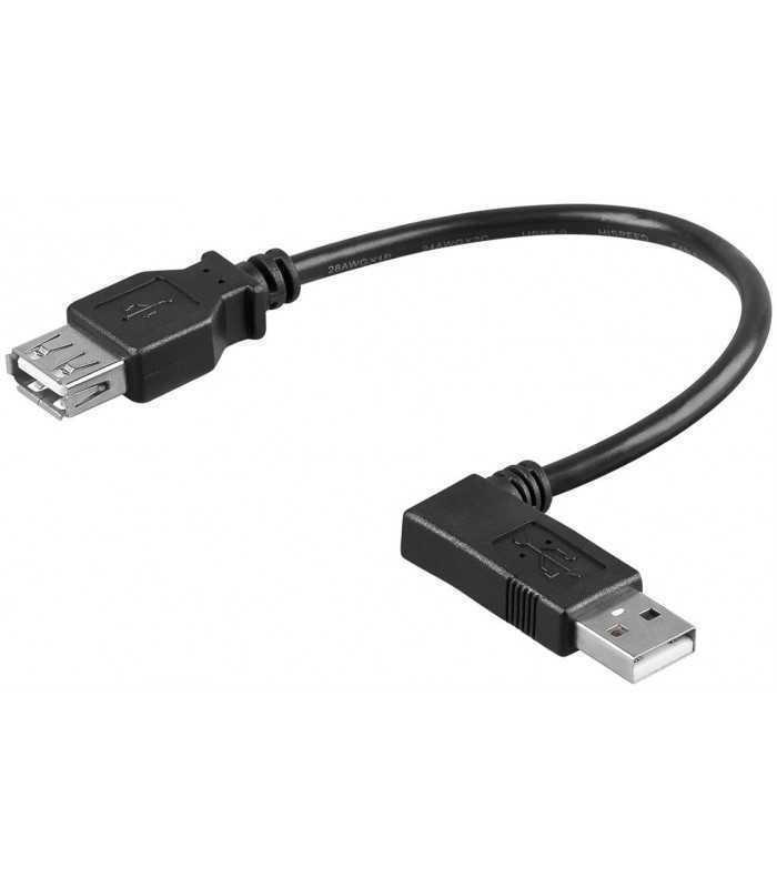 Cablu prelungitor USB 2.0 HI-SPEED 15cm USB A tata 90 grade stanga la USB A mama drept Goobay