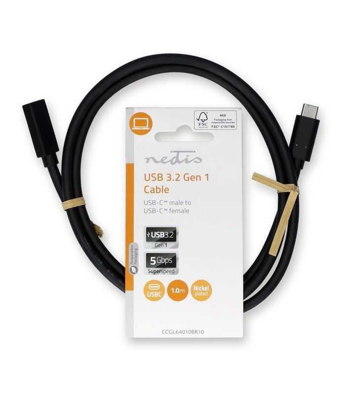 Cablu Prelungitor Usb32 Gen 1 Type C Tata Usb Type C Mama 1m 4k60hz 60w Negru Nedis Ccgl64010bk10
