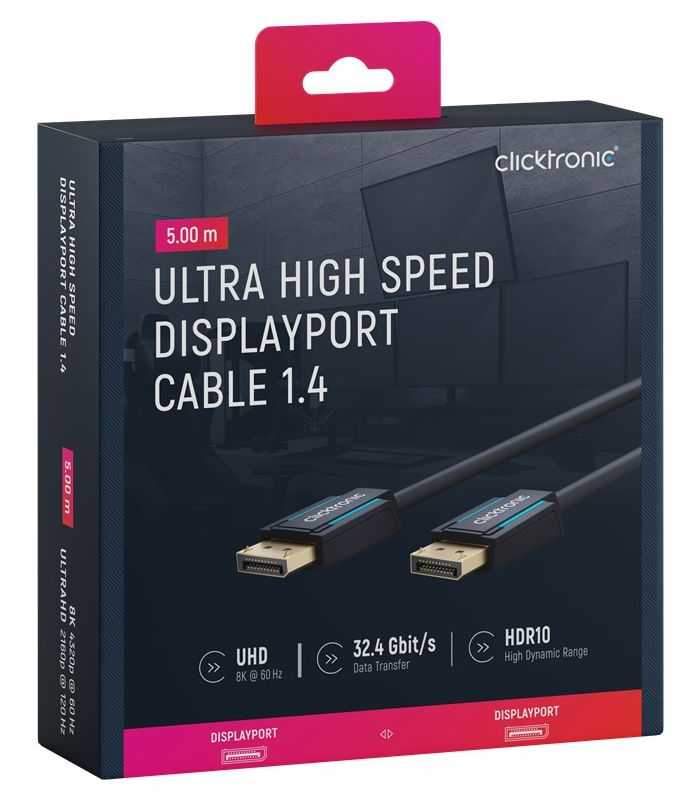 Cablu Profesional 5m DisplayPort v1.4 4K 120Hz 8K 60Hz AWG28 Clicktronic