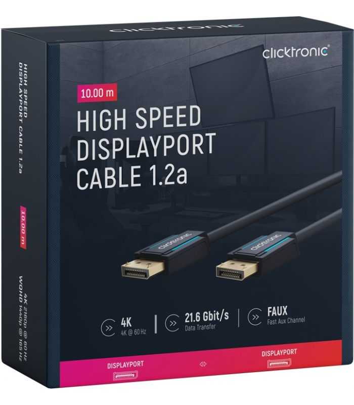 Cablu Profesional DisplayPort - DisplayPort 7.5m v1.2a 4K 60Hz 21.6Gbit/s AWG26 OFC Clicktronic 70714