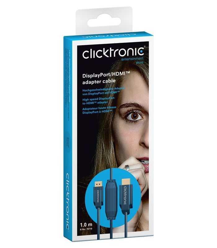 cablu profesional displayport hdmi 1m full hd 1920x1200p awg30 clicktronic 1