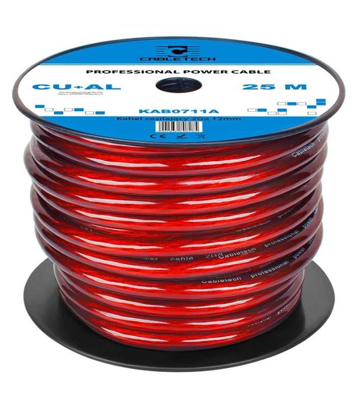 Cablu putere Profesional 2GA 12mm/33.62mm2 Cupru+Aluminiu rosu 1m Cabletech